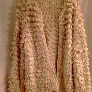 Est 1946 Shaggy Sweater Cardigan XL Thread Tassels Cream Color Acrylic
